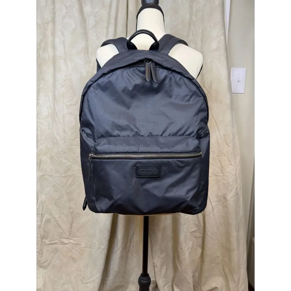 Jem‎ + Bea Jamie Eco Backpack Diaper Bag Black Nylon w/ Changing Pad